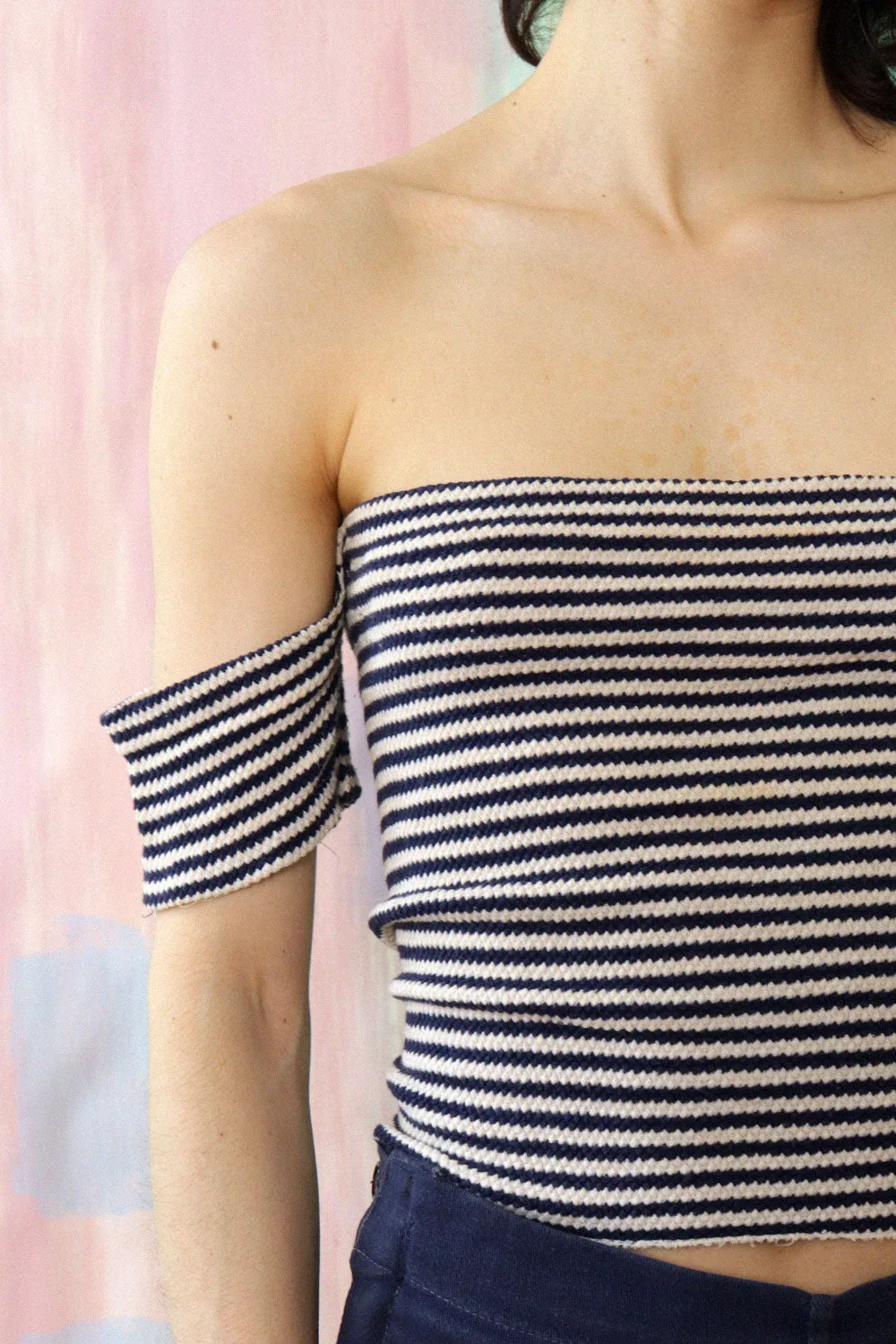 1950s Striped Off-Shoulder Top S/M-L