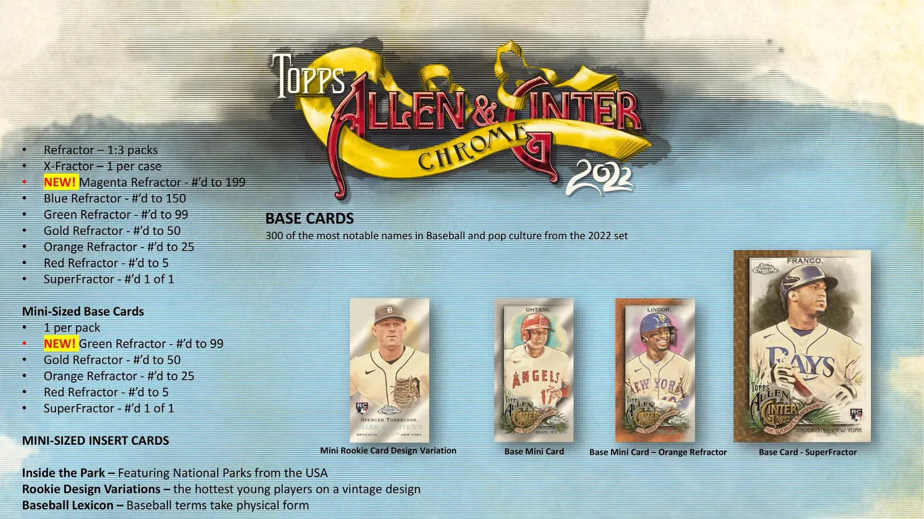 2022 Topps Allen & Ginter Chrome Baseball Hobby Box 18 Packs per Box, 4 Cards per Pack