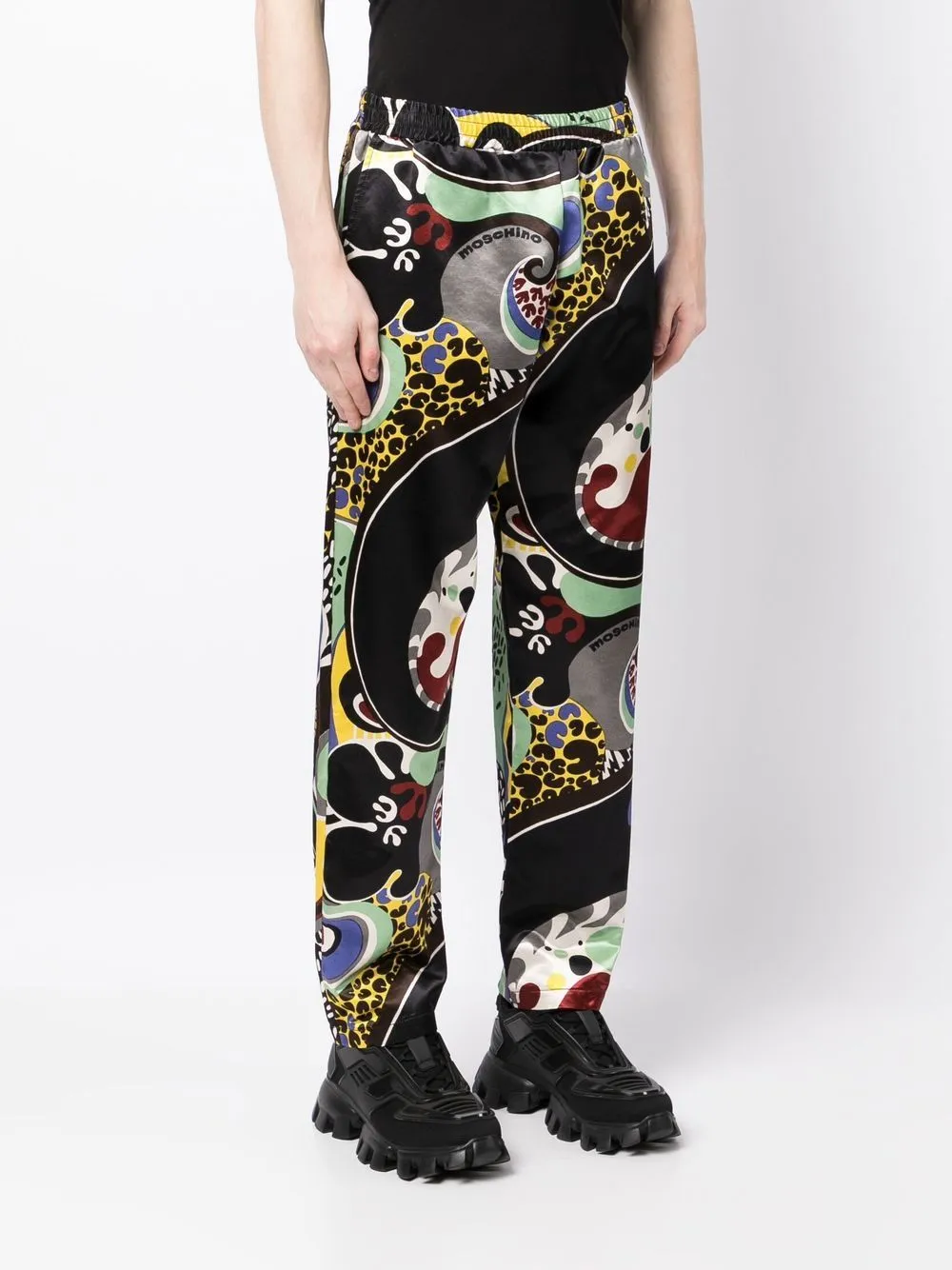 Abstract-Print Straight-Leg Trousers