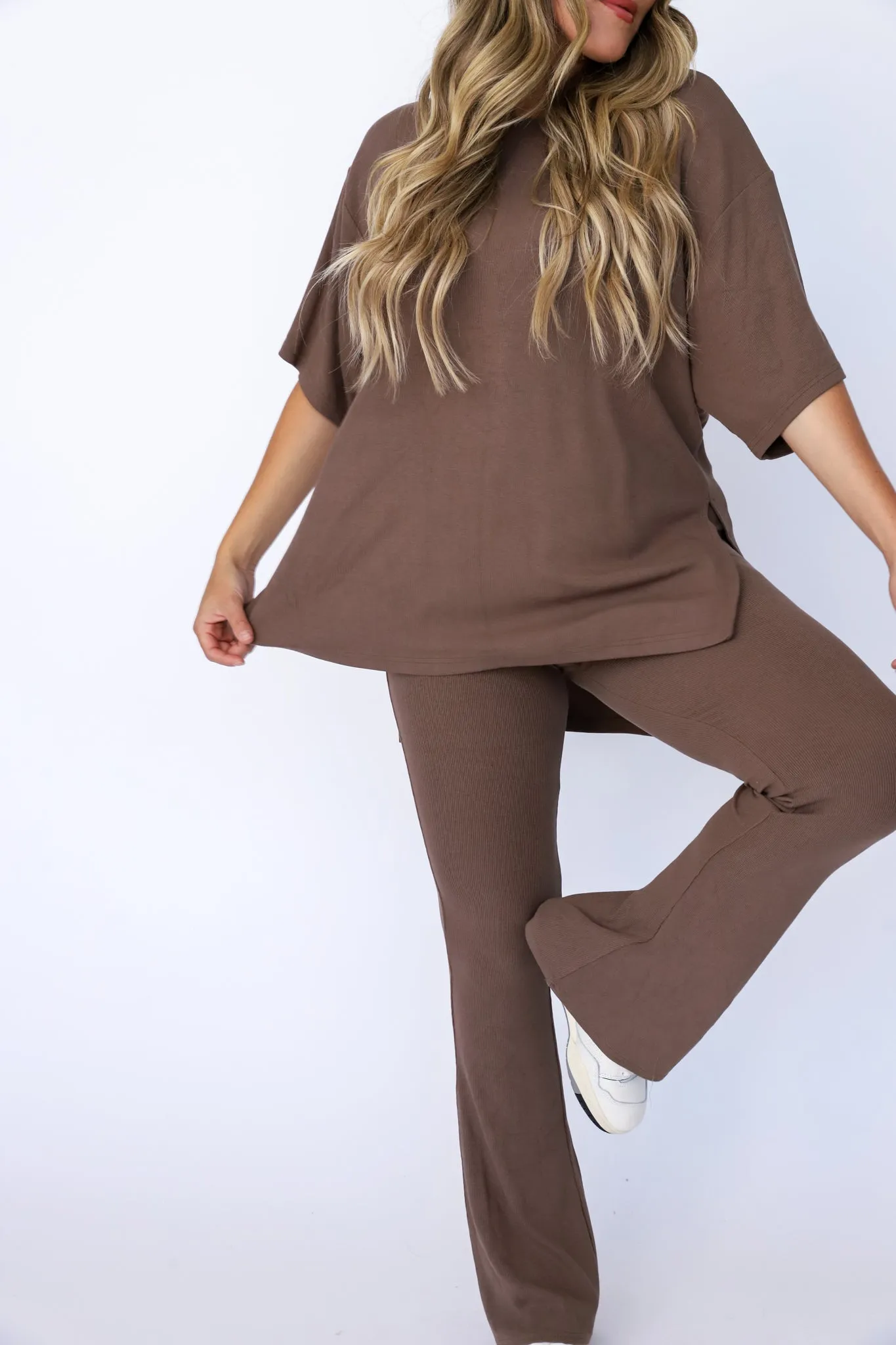 All Weekend Long Pant Set Taupe Brown