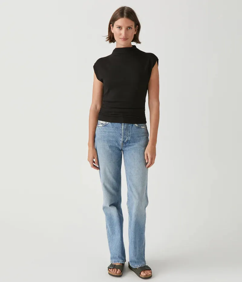 Amara Ribbed Power Shoulder Tee