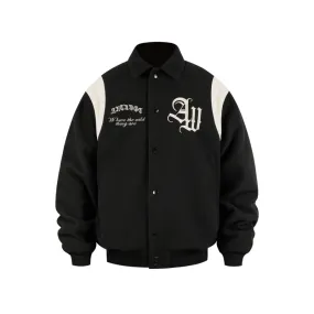 ANTIDOTE Gothic Flower Embroidered Baseball Jacket