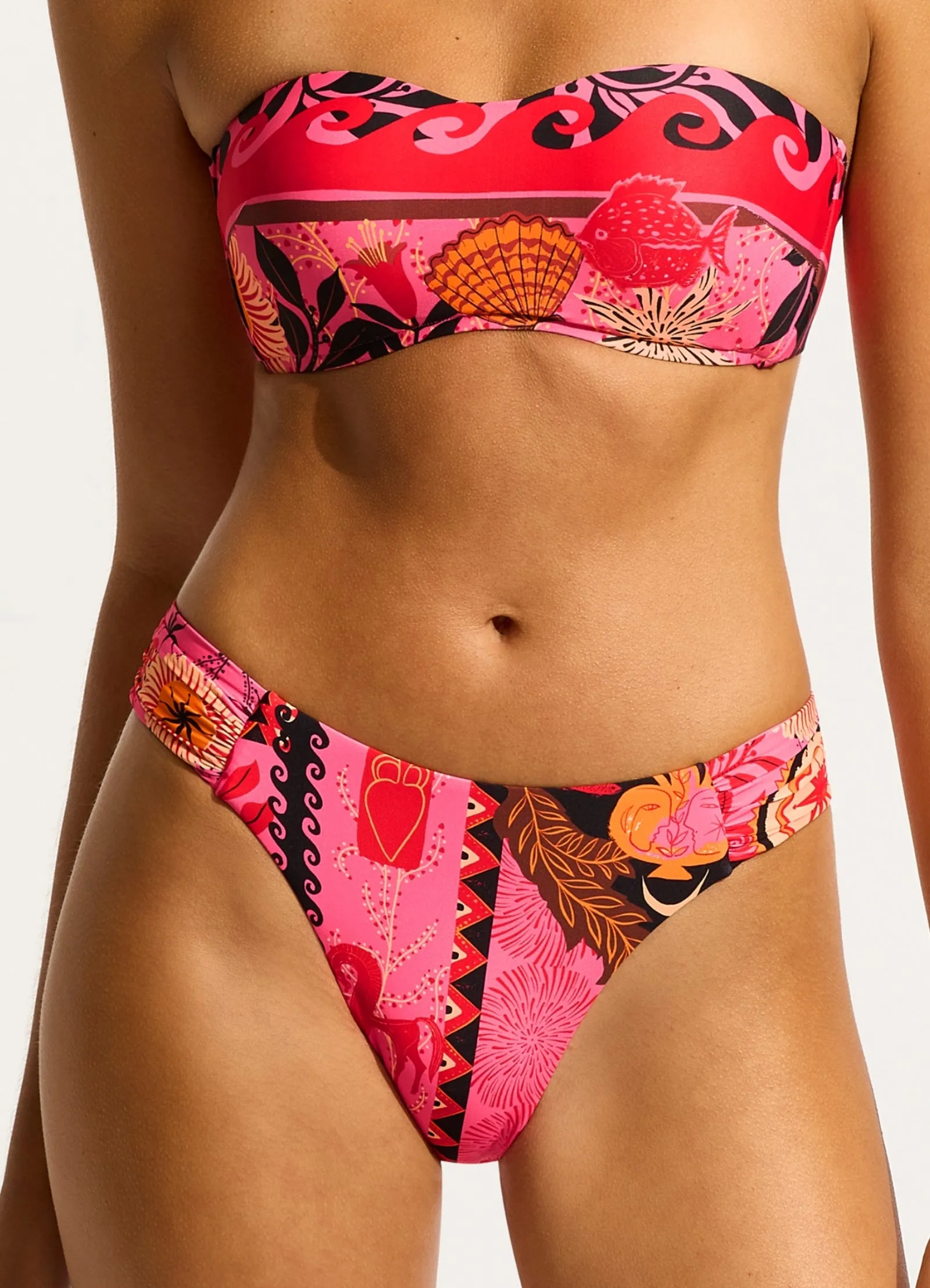 Atlantis Ruched Side Bikini Bottom - Paradise Pink