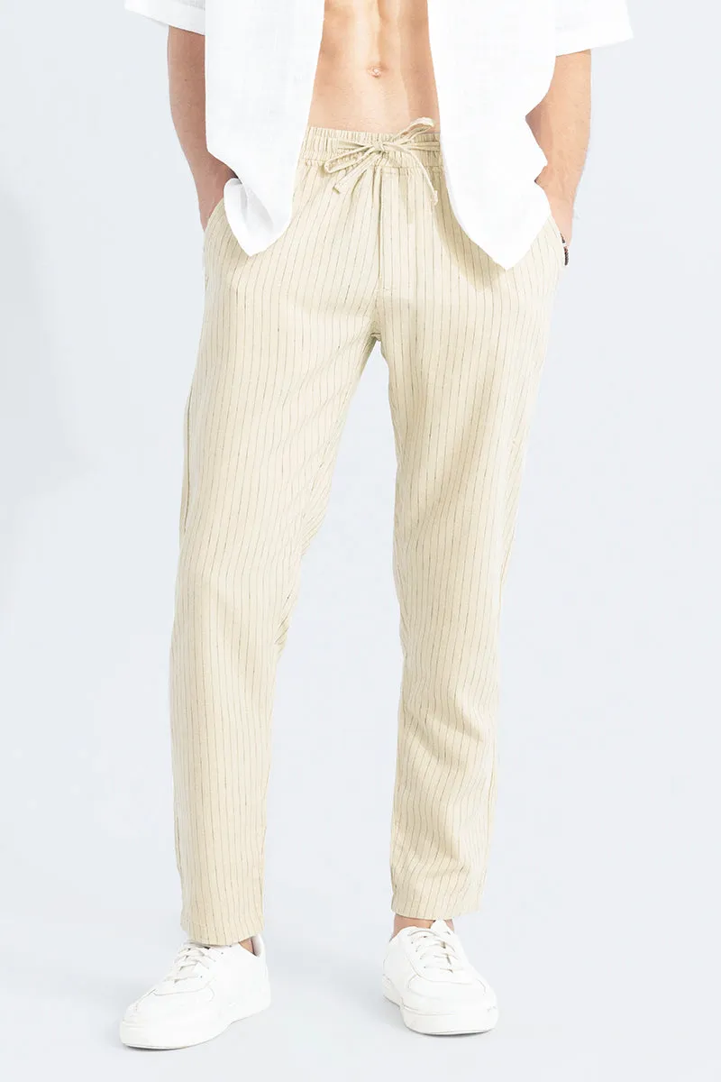 Aurabreeze Beige Linen Pant