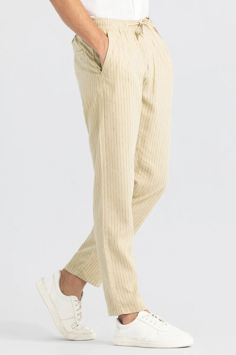 Aurabreeze Beige Linen Pant