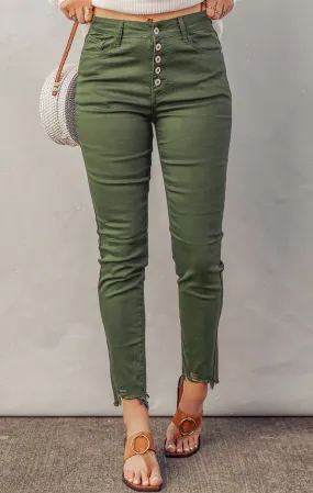 Baeful, Button Fly Hem Detail Skinny Jeans