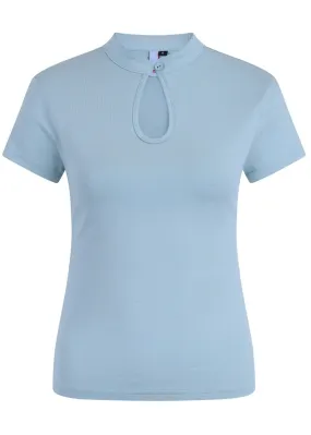 Banned Mandarin Collar 40's Top Blue