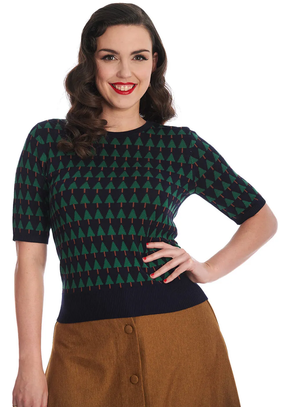 Banned Merry Holiday Tree 50's Jumper Navy