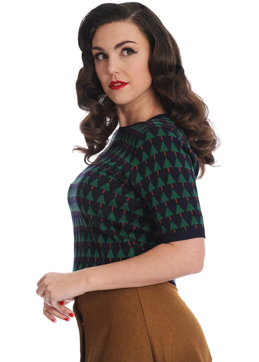 Banned Merry Holiday Tree 50's Jumper Navy