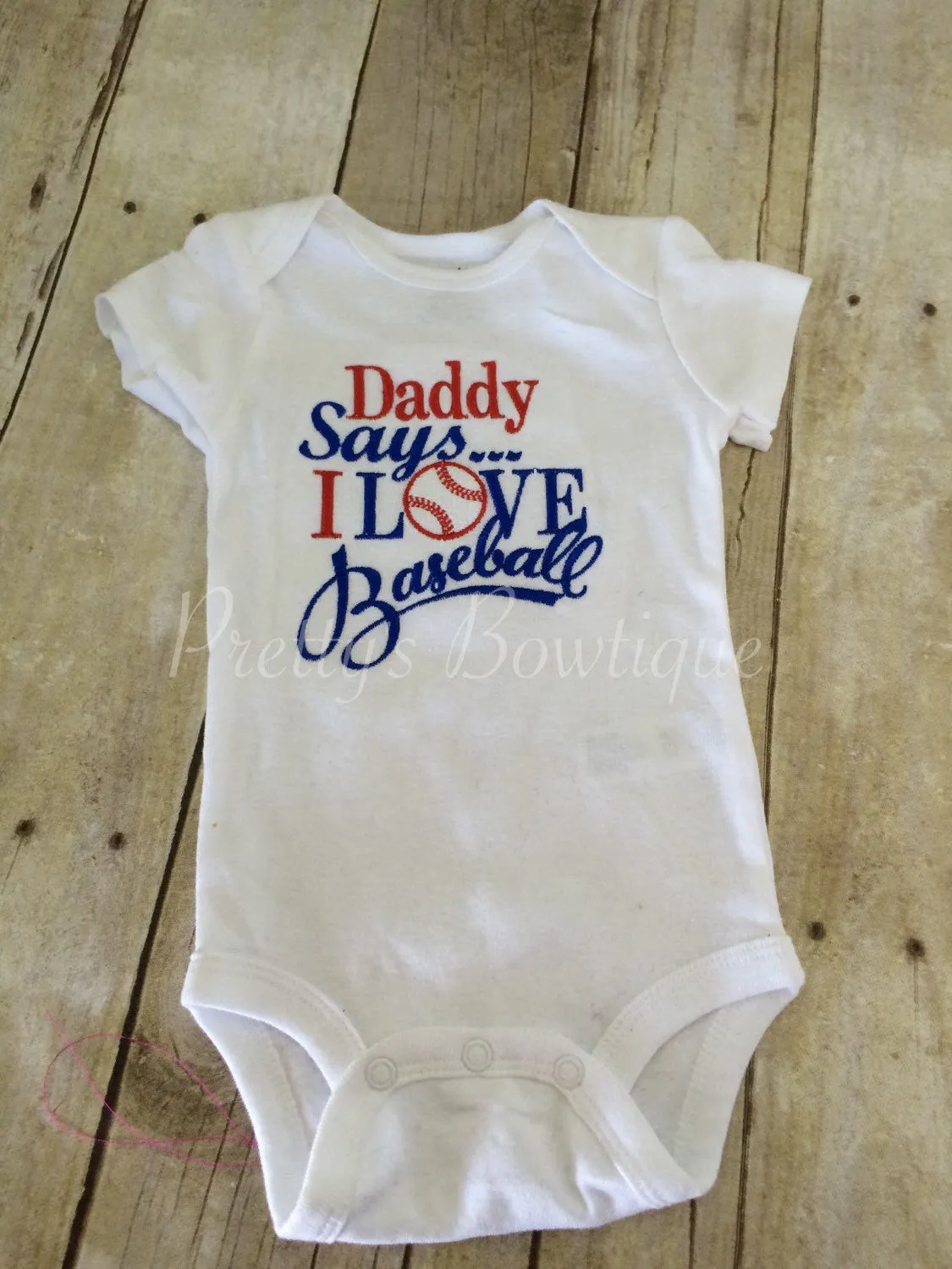 Baseball Daddy says i love baseball bodysuit. Can customize colors