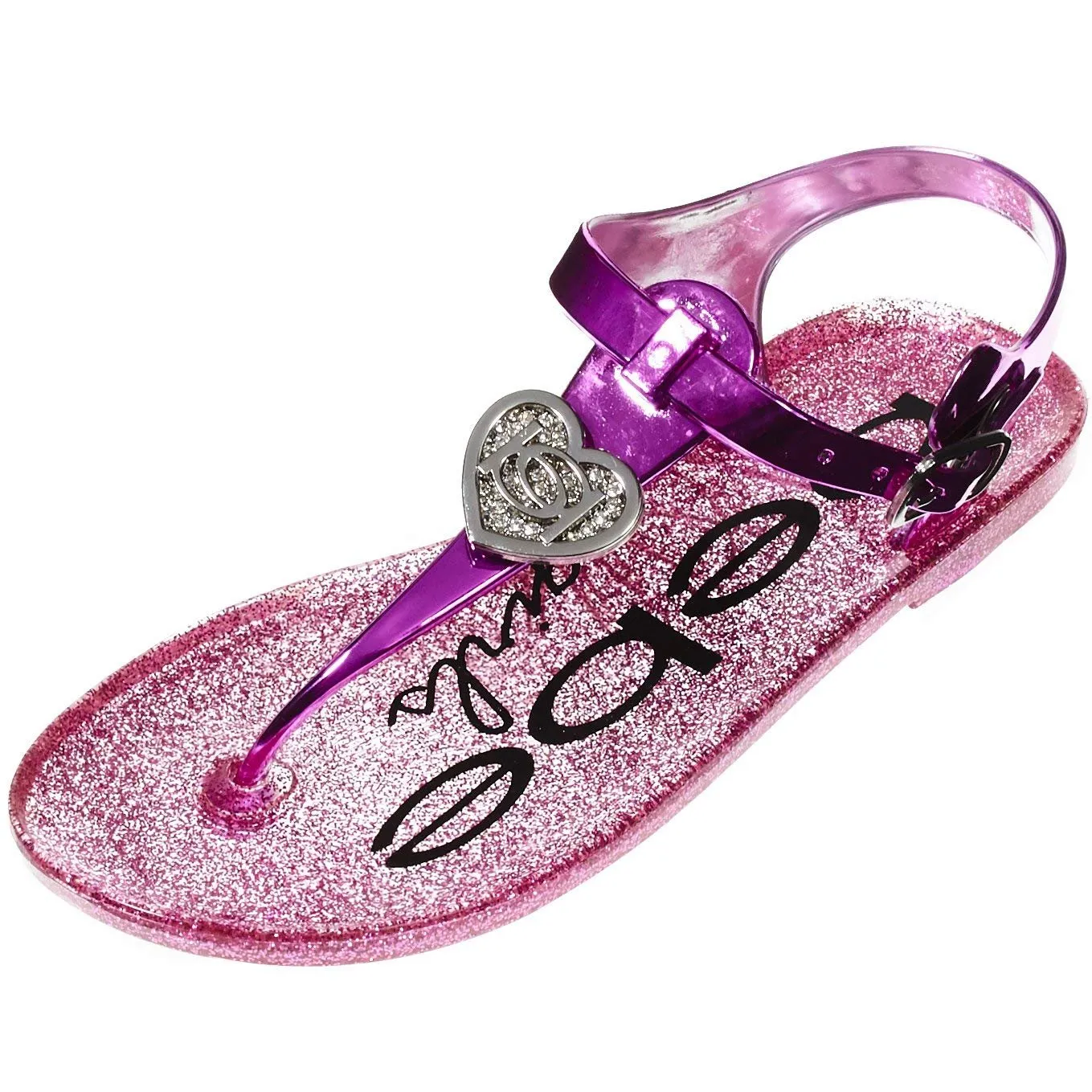 bebe Girls Jelly Thong Slingback Flat Sandal with Rhinestone Blossom (See More Colors and Sizes)