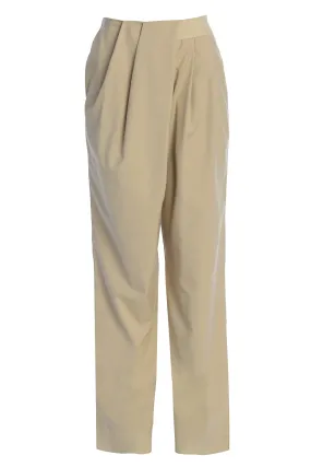 Beige Asymmetrical Draped Trousers