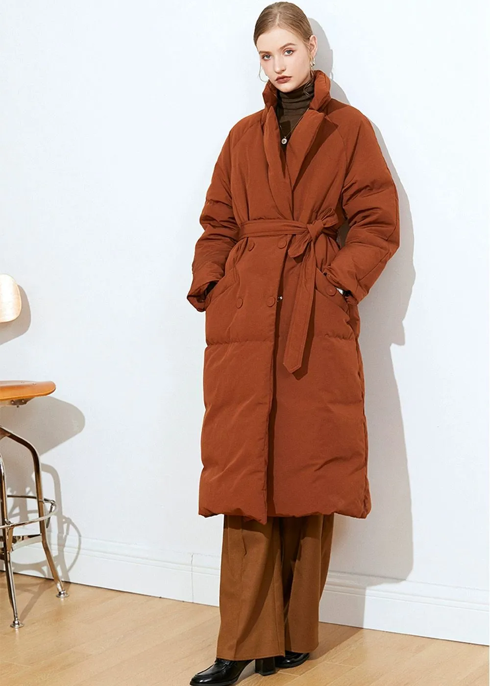 Belted Puffer Down Coat