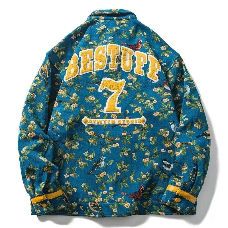 Bestuff Flower Bird Embroidered Jacket