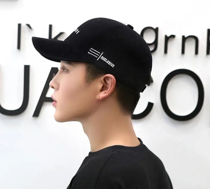 Black RECLUSIVE Graphic Baseball Caps Kpop Style Unisex Cotton Hats