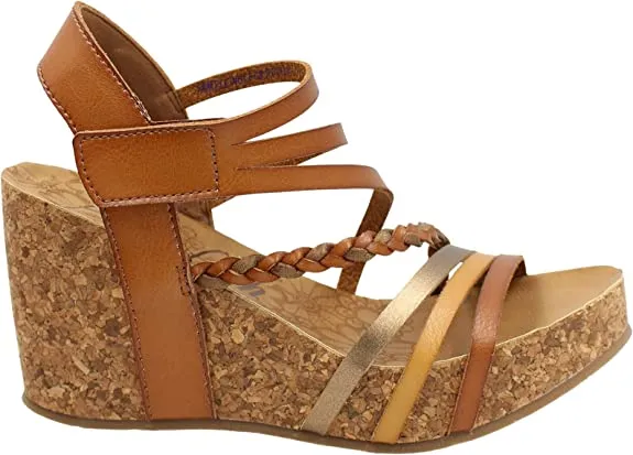 Blowfish Malibu Heidi Wood Womens Platform Sandals Multi Strap Wedge Sandals