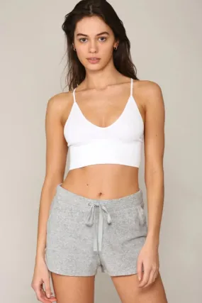 Brami Ribbed V-Neck Bra Top - White