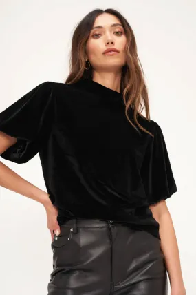 Channing Velvet Bubble Sleeve Tee | Black