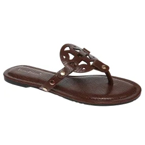 Circle Design Brown Croc Sandal