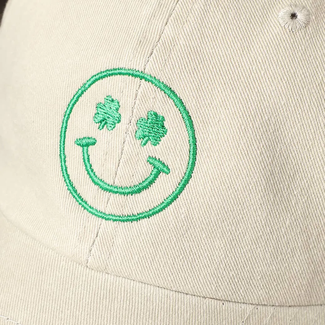 Clover Happy Face Embroidered Baseball Cap