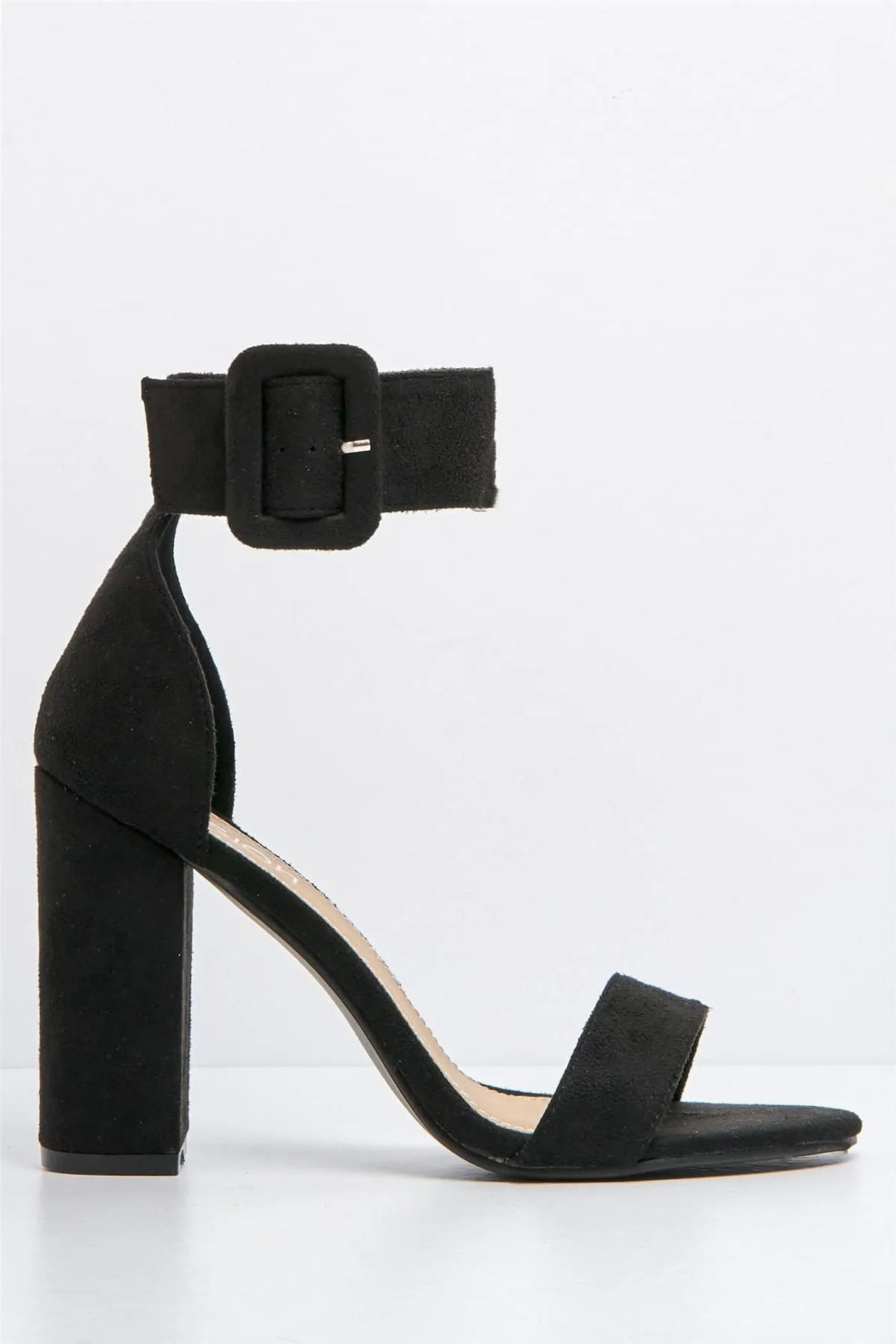 Como Anklestrap Block Heel Sandal in Black Suede