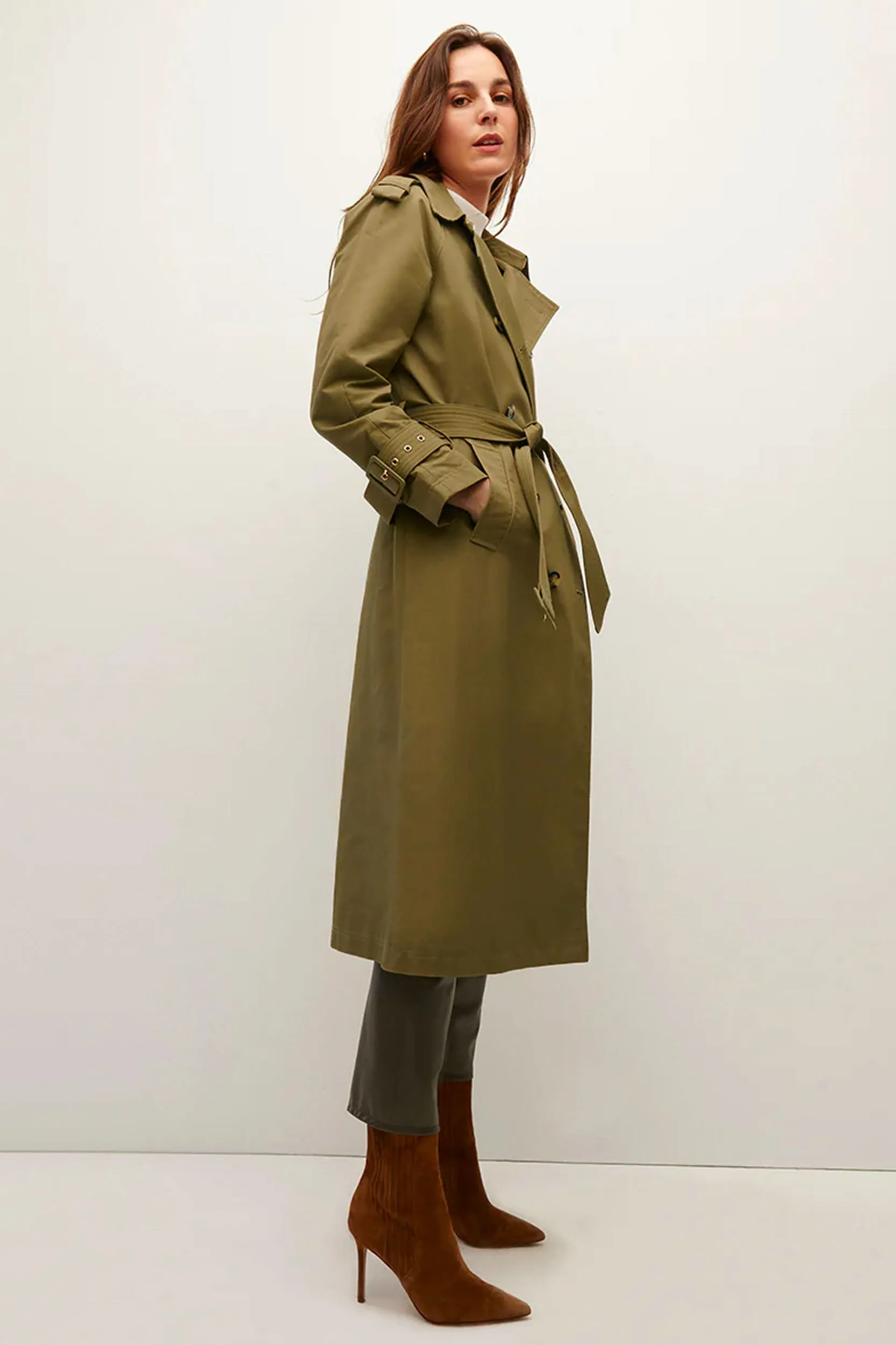 Conneley Dickey Trench Coat in Moss