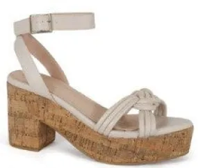 Cork Bottom Platform Ankle Strap Braided Sandal-Beige