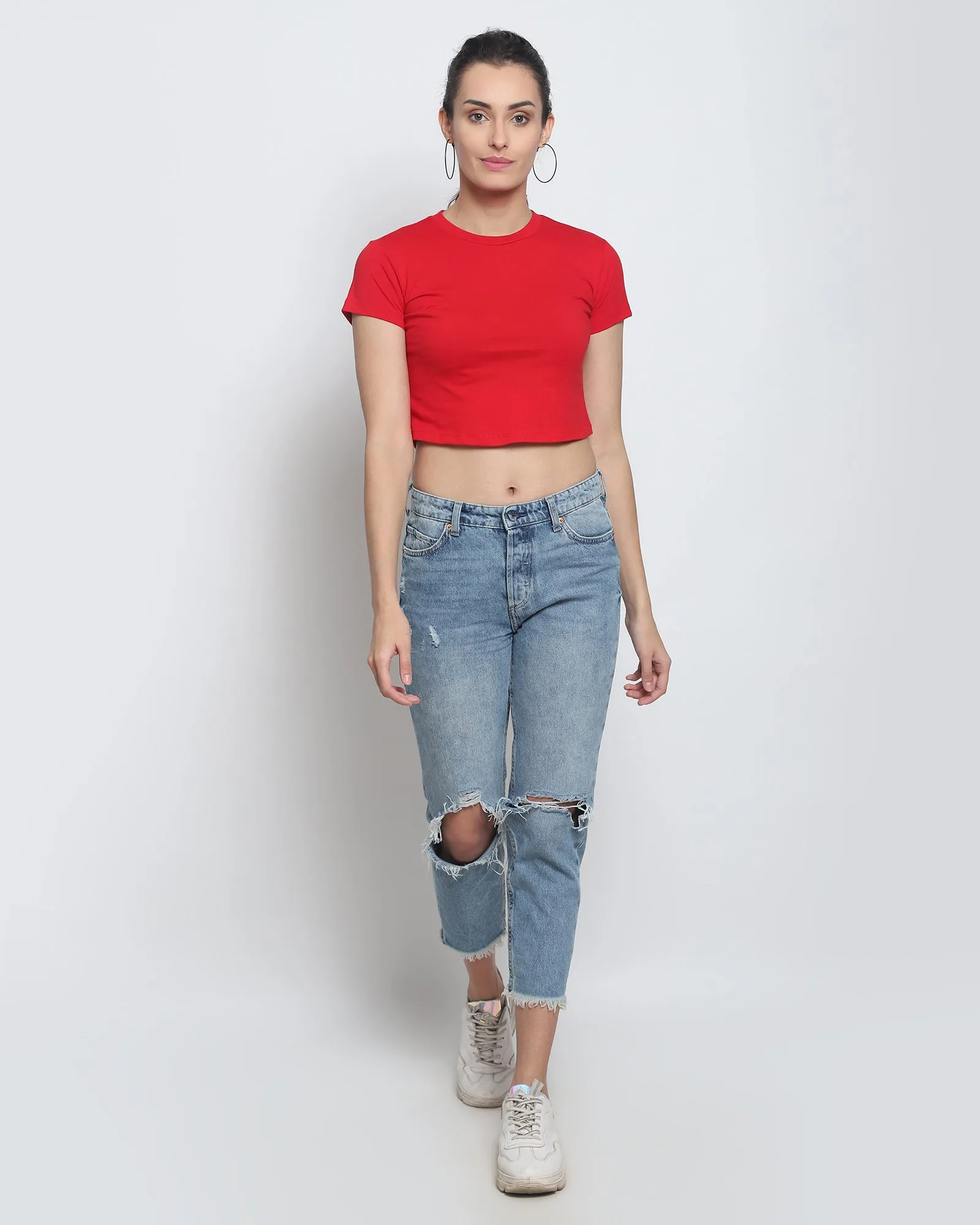 Crop Top: Solid Red