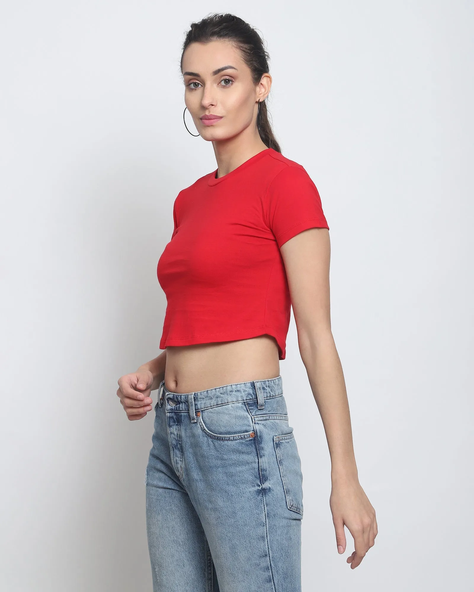 Crop Top: Solid Red