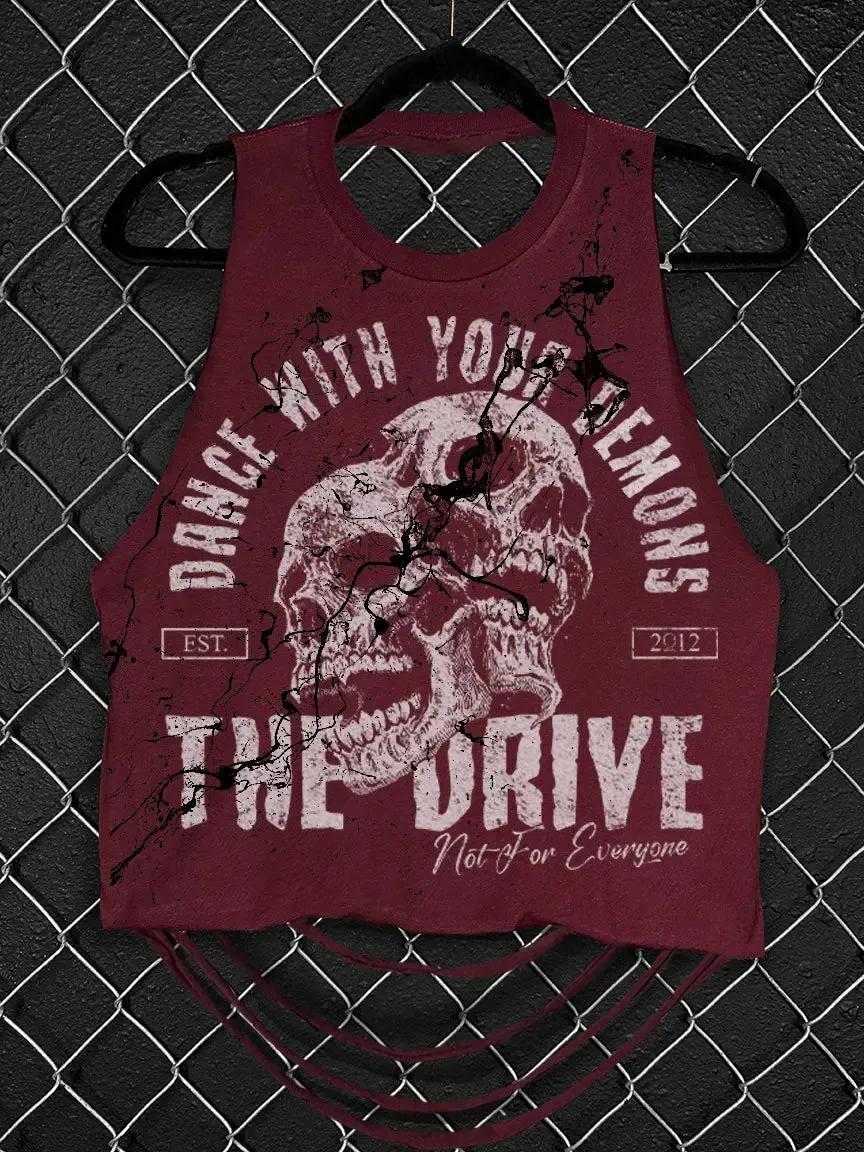 DANCE WITH YOUR DEMONS CROP TANK TOP*MAROON*