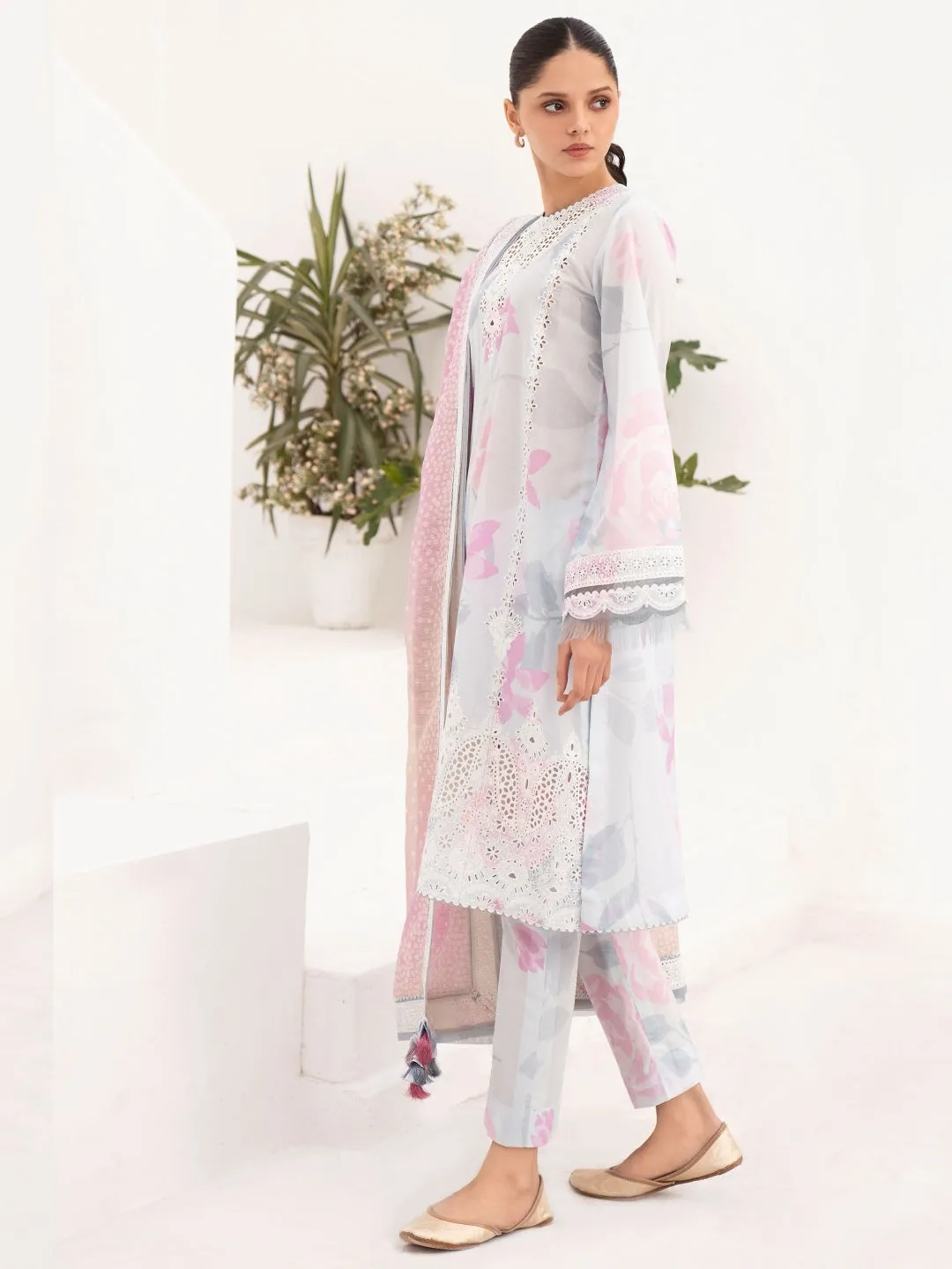 Digital Printed Embroidered Lawn