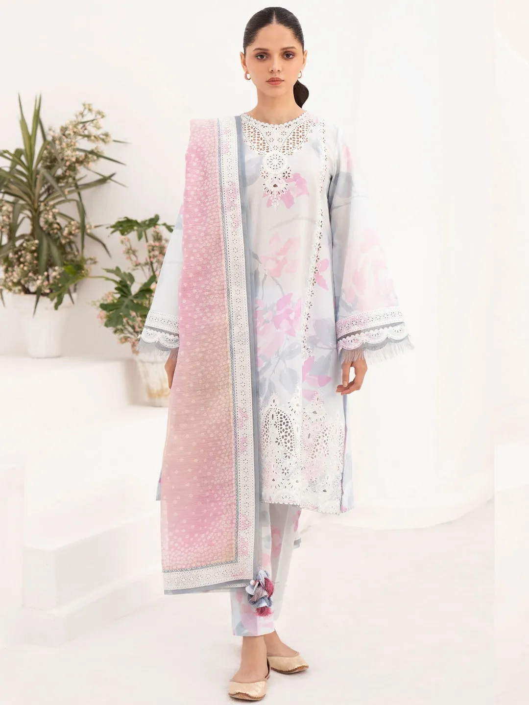 Digital Printed Embroidered Lawn