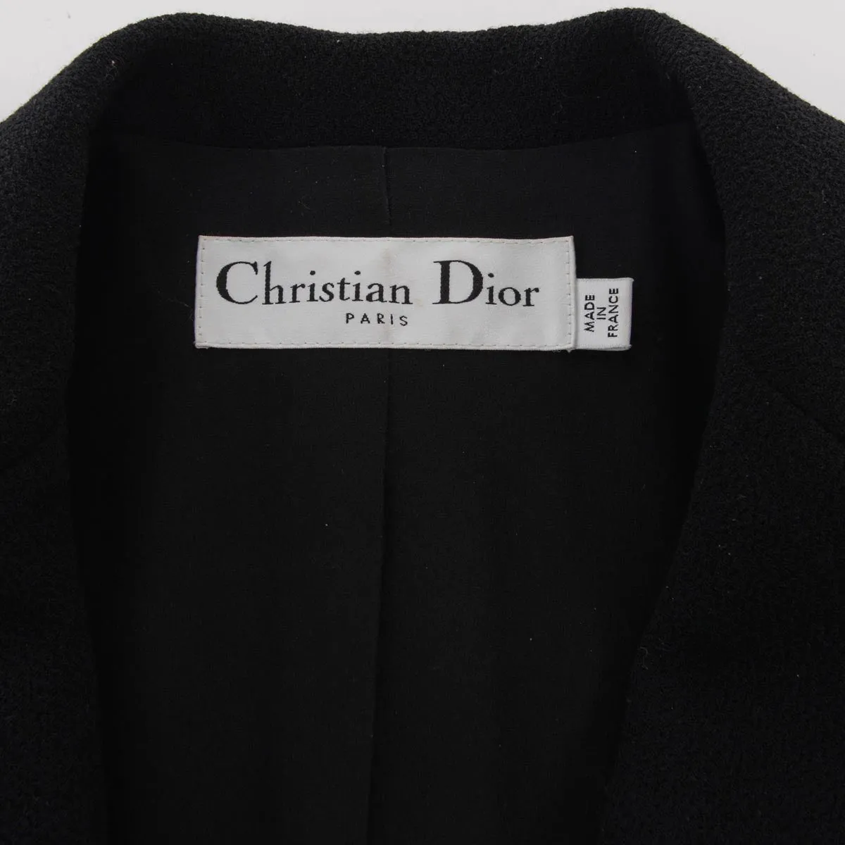 Dior Black Crepe Pleated Hem Coat FR 36