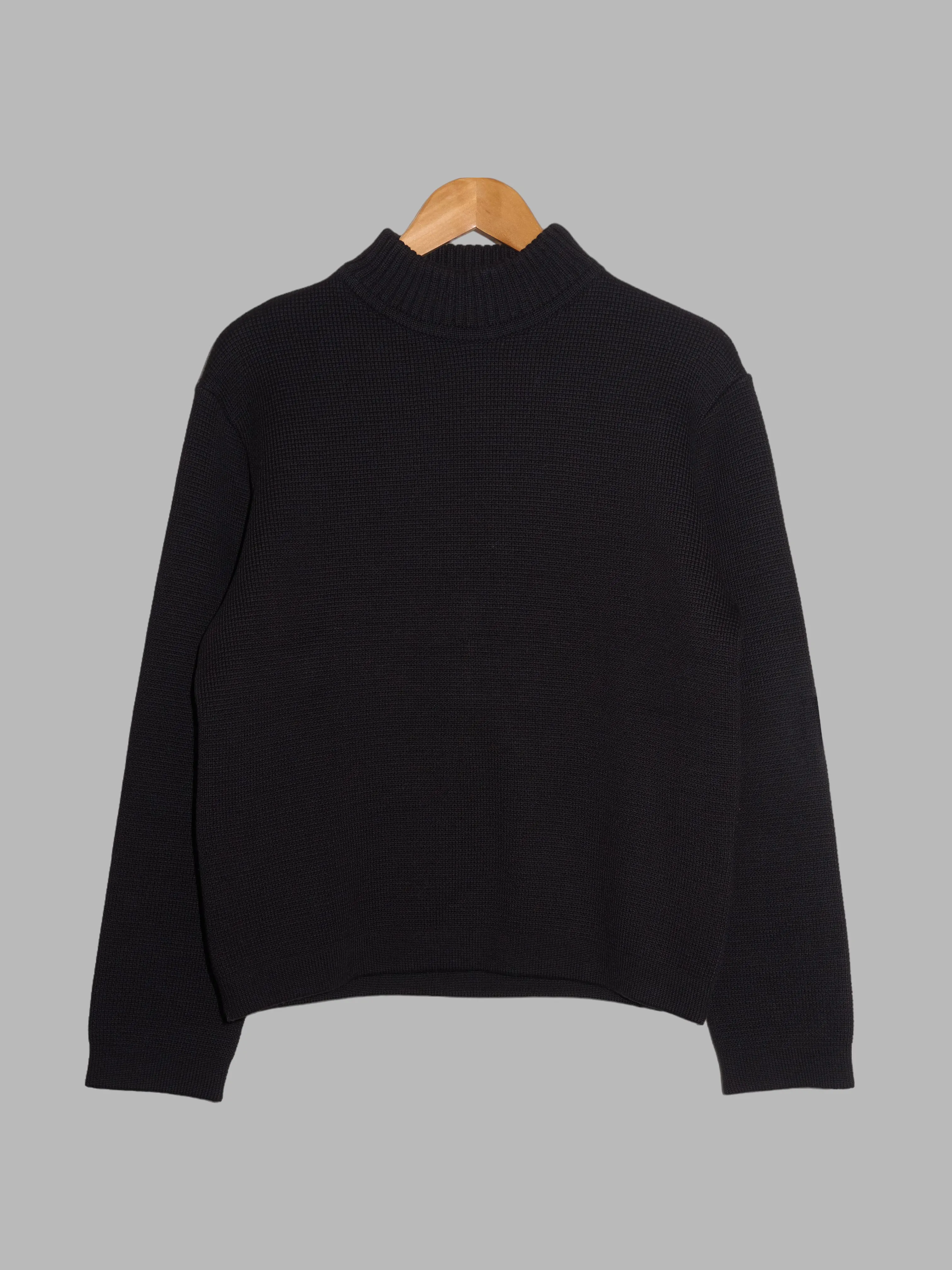 Dirk Bikkembergs 1990s 2000s black wool back pocket mock neck jumper - S