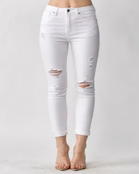 Distressed White Skinny Pants