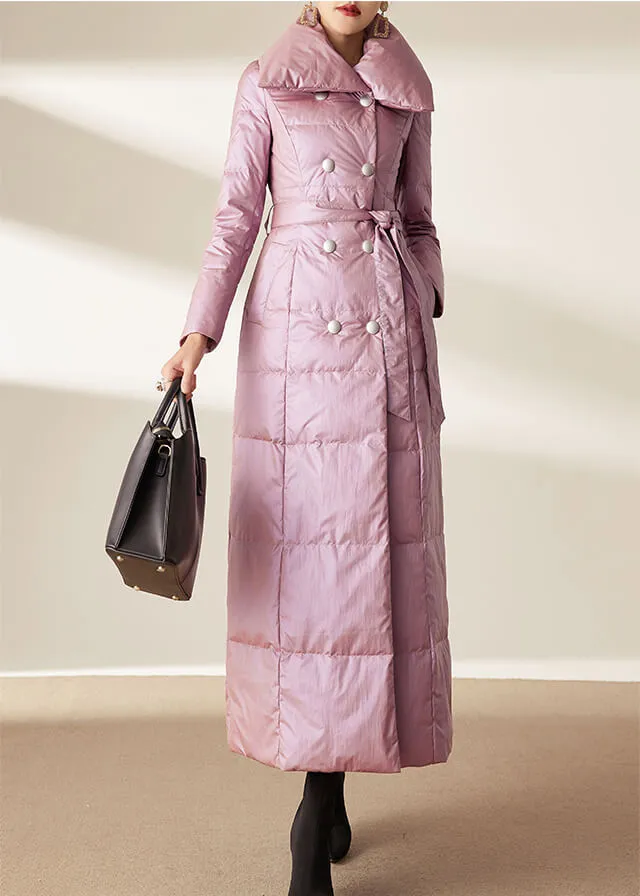 Double Breasted Belted Maxi Down Coat