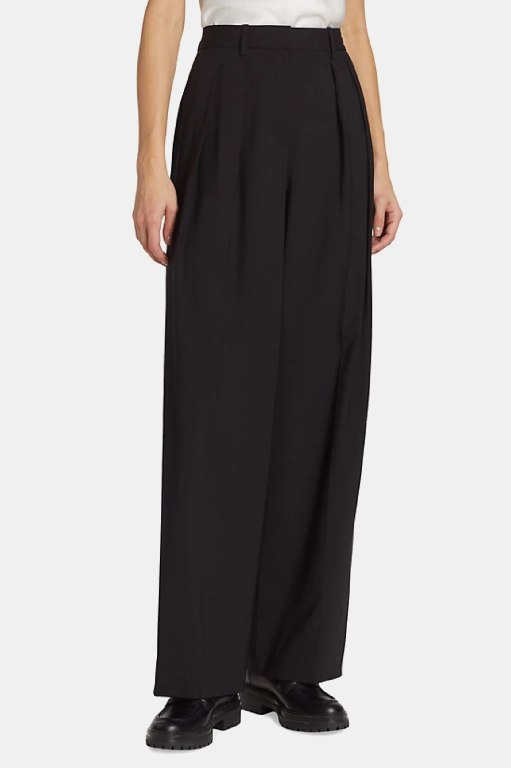 Double Pleat Pant in Black - Regular