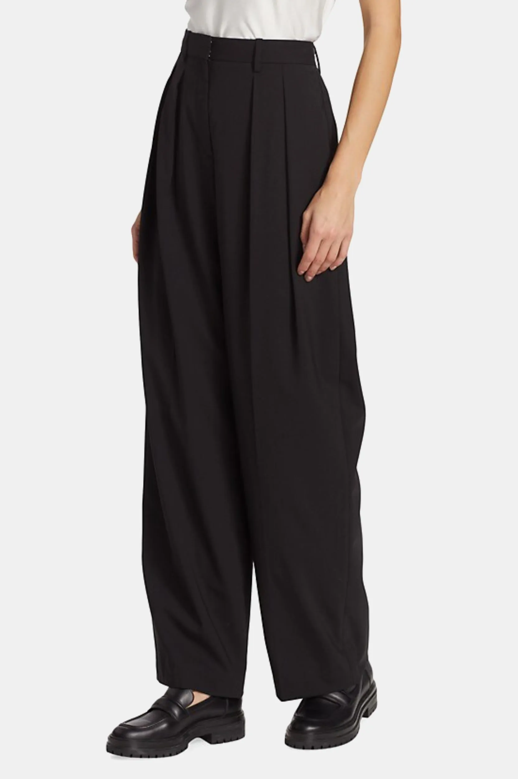 Double Pleat Pant in Black - Regular