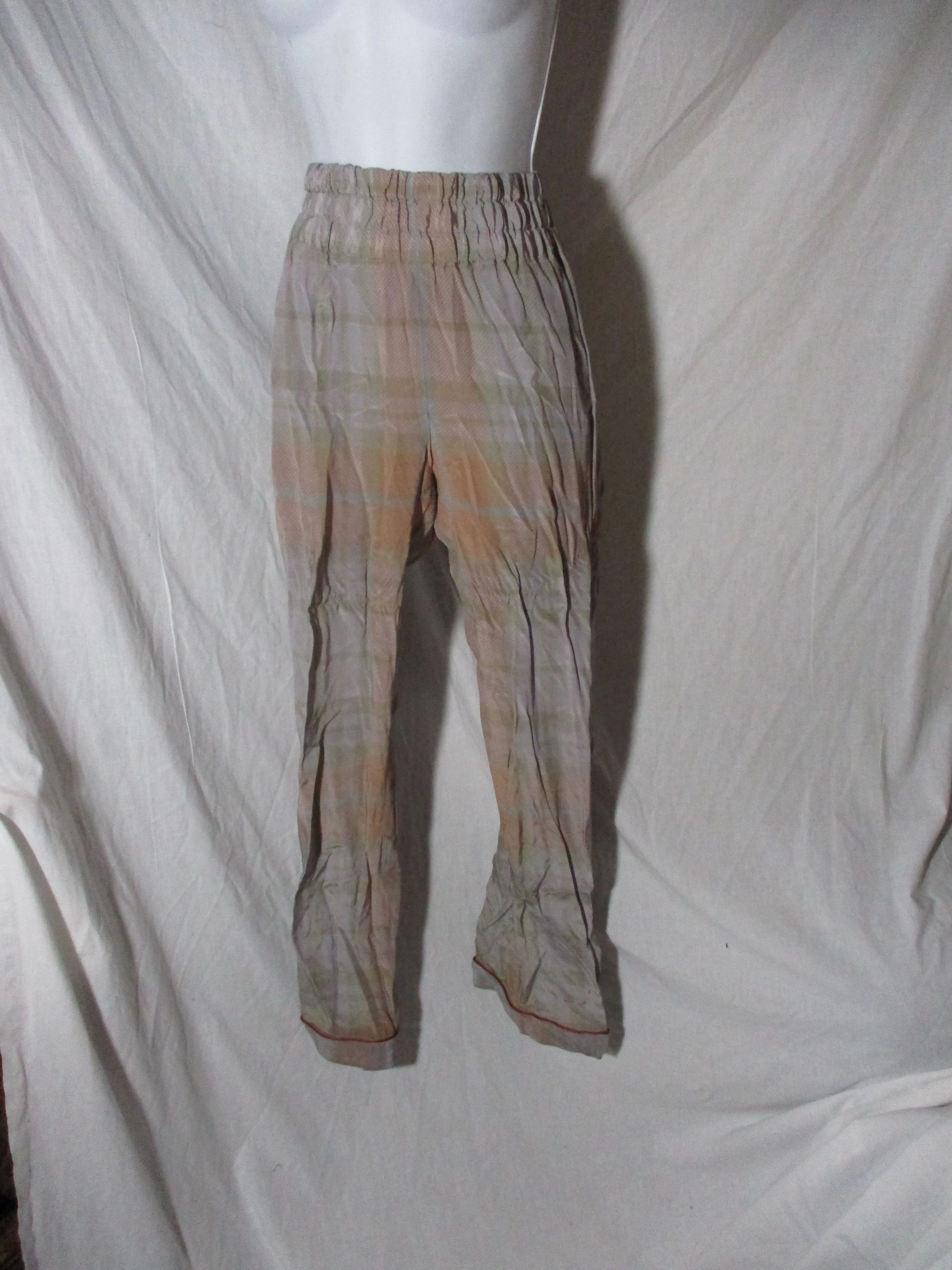 DRIES VAN NOTEN Silk Pants Trousers 40 Splatter Plaid Check