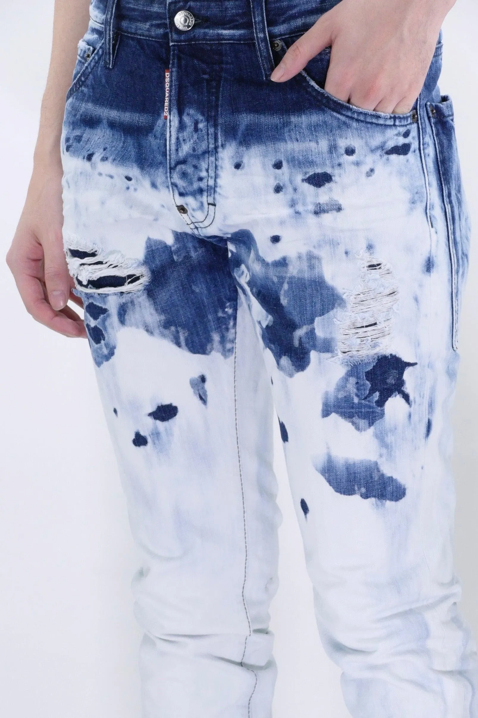 Dsquared2 Bleached Cool Guy Jeans - Navy/White