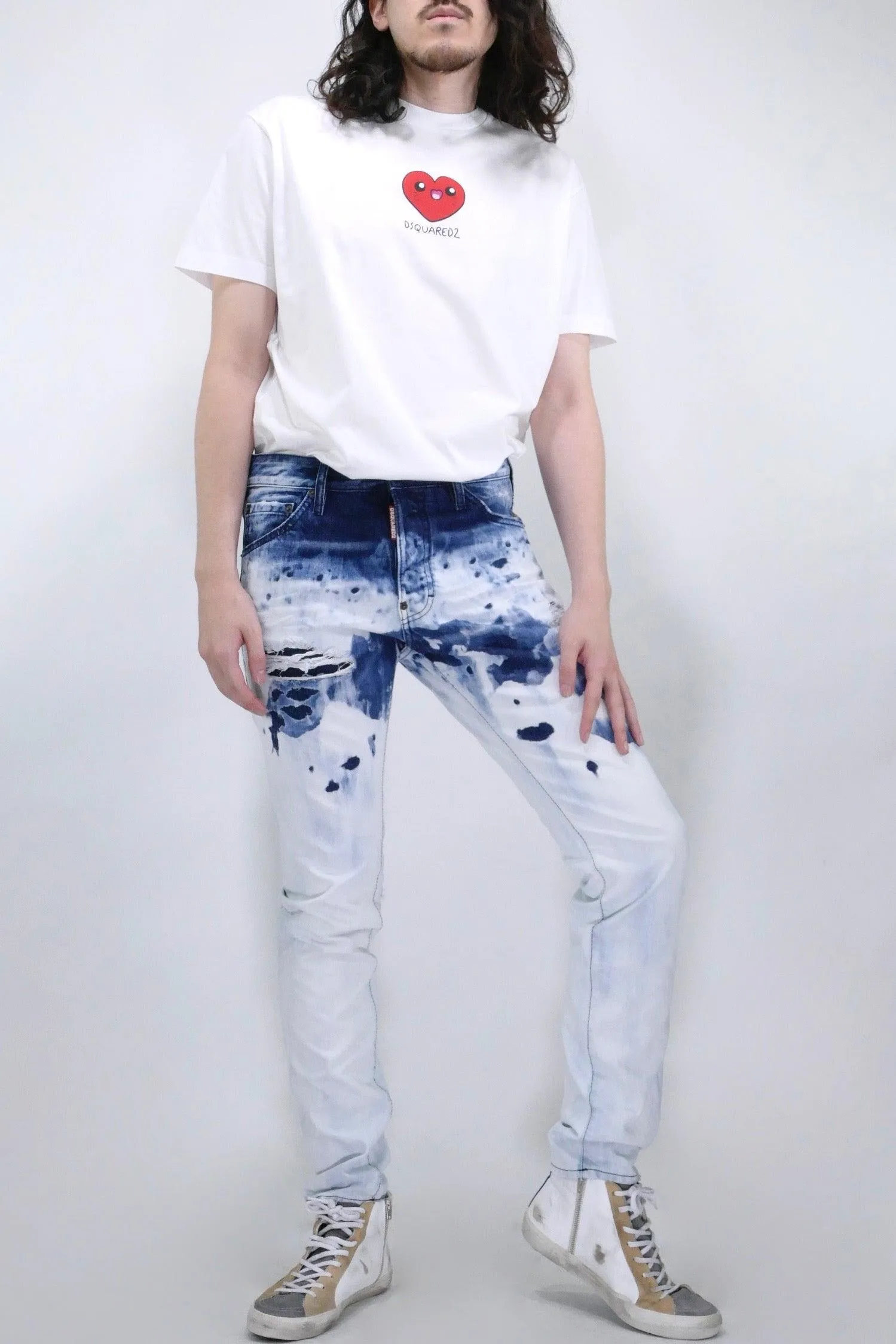 Dsquared2 Bleached Cool Guy Jeans - Navy/White