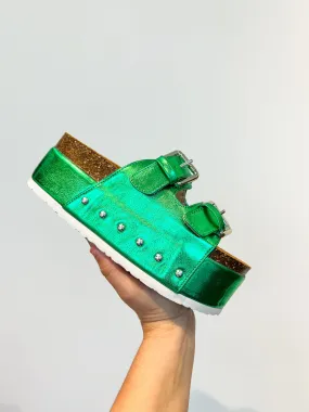 Elevate Platform Sandal- Metallic Green