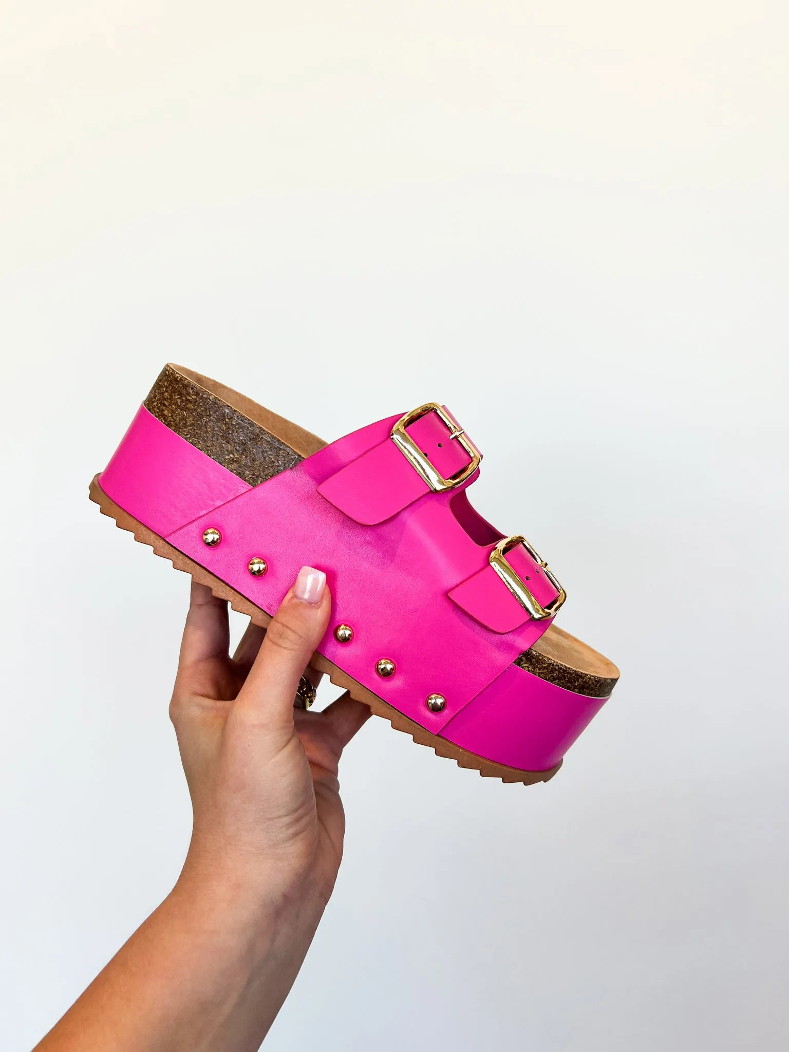 Elevate Platform Sandals- Pink Leather