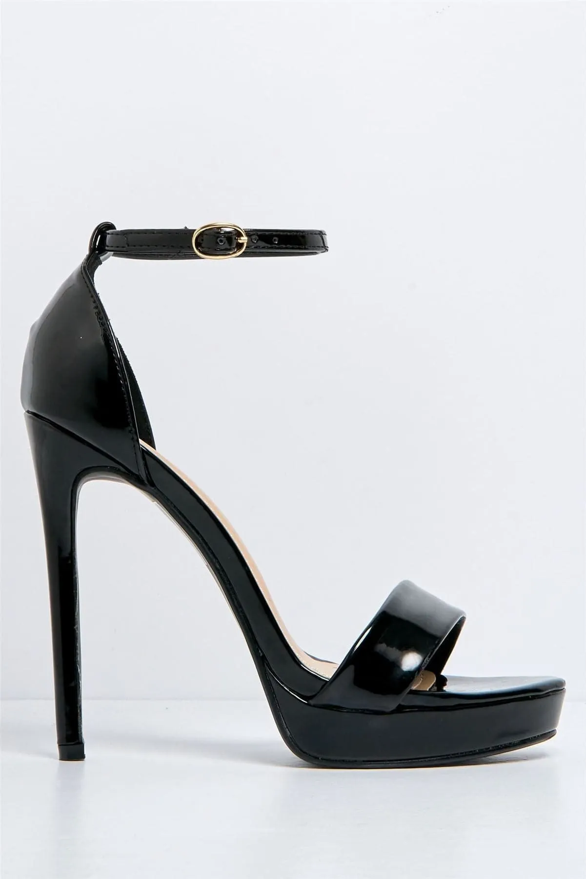 Ella Barely There Platform Sandal in Black Patent