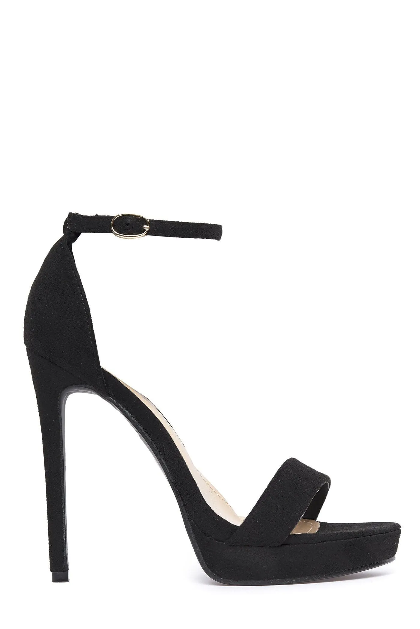 Ella Barely There Platform Sandal in Black Suede