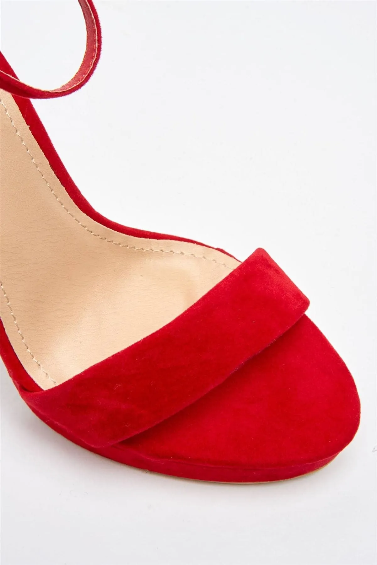 Ella Barely There Platform Sandal in Red Suede