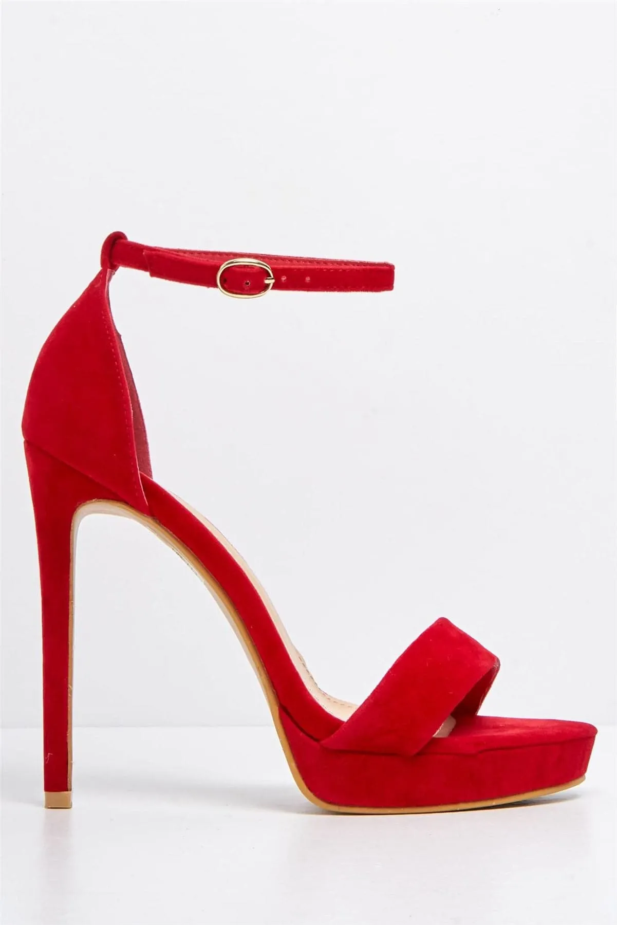 Ella Barely There Platform Sandal in Red Suede