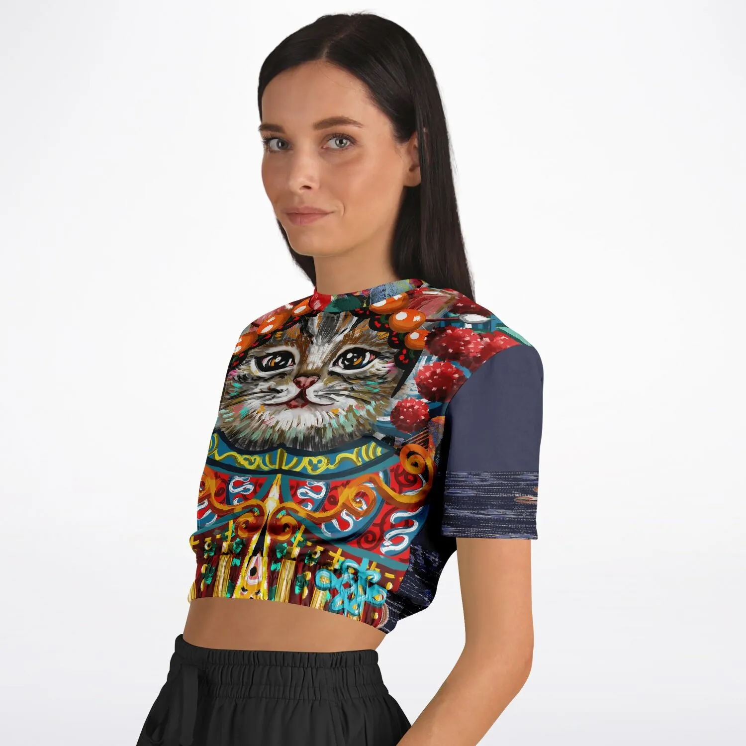 Empress Kanako Short Sleeve Cropped Eco-Poly Sweater