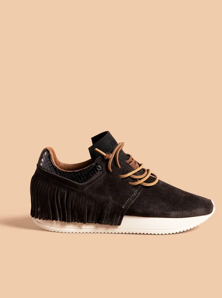 Esseutesse Suede Fringe Sneaker - Charcoal