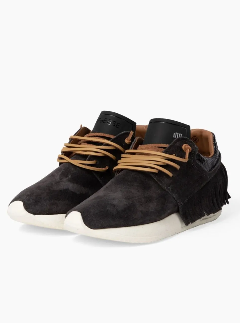 Esseutesse Suede Fringe Sneaker - Charcoal